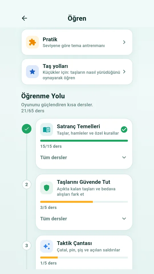 Dersleriyle öğrenme yolu